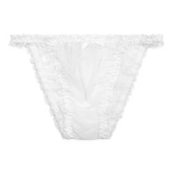 Satini Durchsichtiges Gerüschte Spitze Sissy Tanga Boy-Shorts Slips Bikini Höschen Unterwäsche (Weiß, L) von Satini