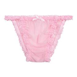Satini Durchsichtiges Gerüschte Spitze Sissy Tanga Boy-Shorts Slips Bikini Höschen Unterwäsche (Zartrosa, XL) von Satini