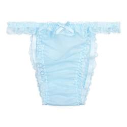 Satini Durchsichtiges Gerüschte Spitze Sissy Tanga Boy-Shorts Slips Höschen Unterwäsche (Baby blau, L) von Satini