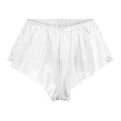 Satini Satin Geriffelte French Knickers Rock Shorts Höschen Unterwäsche (Weiß, L) von Satini