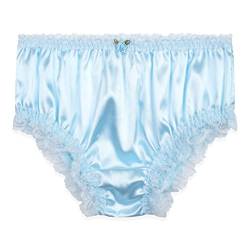 Satini Satin Gerüschte Spitze Sissy French Knickers Slips Höschen Unterwäsche (Baby blau, XL) von Satini