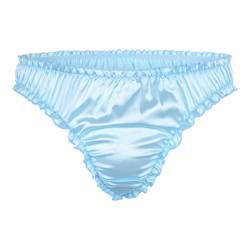 Satini Satin Rüsche Sissy Tanga Tanga Boy-Shorts Slips Höschen Unterwäsche (Baby blau, M) von Satini