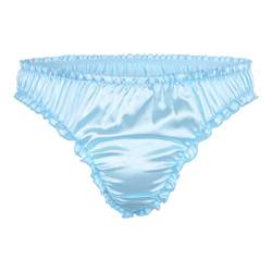 Satini Satin Rüsche Sissy Tanga Tanga Boy-Shorts Slips Höschen Unterwäsche (Baby blau, XL) von Satini