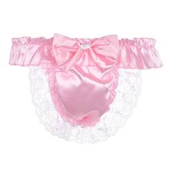 Satini Satin Rüsche die Schleife Tanga Sissy Boy-Shorts Slips Höschen Unterwäsche (Zartrosa, XL) von Satini