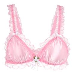 Satini Sissy Rüschen Spitze Tailliert Satin Bralette BH (Zartrosa, L) von Satini