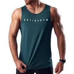 Satire Gym® - Fitness Tank Top Herren - ärmelloses & atmungsaktives Sportshirt für Männer – Männer Fitness Tank Top schnell trocknend als Gym Shirt (Petrol blau, S) von Satire Gym