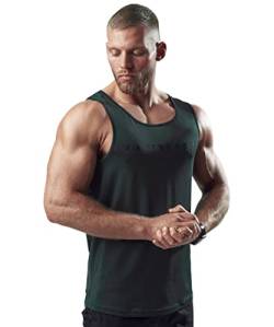 Satire Gym® - Fitness Tank Top Herren - ärmelloses & atmungsaktives Tank Top für Männer – Männer Fitness Shirt schnell trocknend als Gym Shirt (Dunkelgrün, M) von Satire Gym