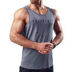 Satire Gym® - Fitness Tank Top Herren - ärmelloses & schnell trocknendes Sportshirt für Männer atmungsaktiv – Männer Fitness Tank Top als Gym Shirt (Anthrazit, M) von Satire Gym