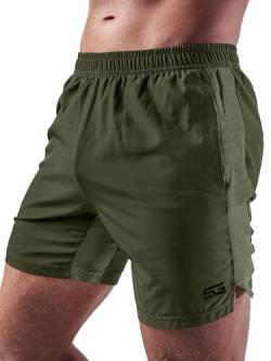 Satire Gym® - Kurze Sporthose Herren - Funktionelle Fitness Shorts für Männer – Sport Shorts als Kurze Sporthose für Herren (Dunkelgrün, L) von Satire Gym