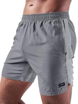 Satire Gym® - Kurze Sporthose Herren - Funktionelle Fitness Shorts für Männer – Sport Shorts als Kurze Sporthose für Herren (Hellgrau, XL) von Satire Gym