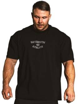 Satire Gym - Pump Cover Gym Shirt Herren Oversize - Fitness T-Shirt Herren Gym Oversize Passform als Pump Cover Tshirt für Bodybuilding (3XL, Schwarz SG Athlete) von Satire Gym