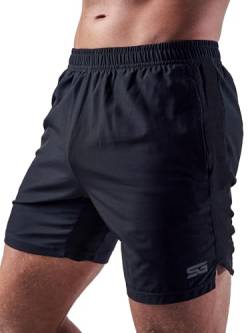 Satire Gym - Sport Shorts Herren kurz - Kurze Sporthose Herren mit Tasche - Fitness Shorts Herren Gym & Lauf Shorts für Männer (Schwarz, L) von Satire Gym