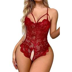 Satohom Damen Sexy Body Dessous Spitze Reizwäsche Bodysuit Tiefer V-Ausschnitt Erotische Negligee Lingerie Babydoll Unterwäsche Sexy Outfit für Sex Babydoll Body von Satohom