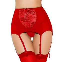 Satohom Damen Sexy Strapsgürtel Strumpfband Hipster Strapsen Dessous 6 Verstellbar Clips Garter Belt Strapshalter Spitze Strumpfgürtel Verstellbare 3-TLG (Strumpfbänder+ G-String+ Strümpfe) S-3XL von Satohom