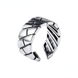 Saturey Geometrische Ringe aus 925er Sterlingsilber, verstellbare offene Silberringe for Männer und Frauen von Saturey