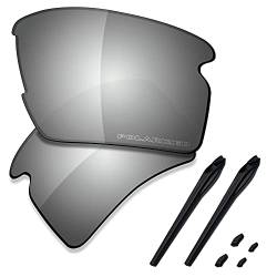 Saucer Premium gläser & Gummikits für Oakley Flak 2.0 XL OO9188 Sonnenbrille, (High Defense â€“ Verchromtes Metall polarisiert), EinheitsgröÃŸe von Saucer