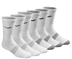 Saucony Men's Big & Tall Run Dry Athletic Crew Socks, White (6 Pairs), Shoe Size: 13-15 von Saucony