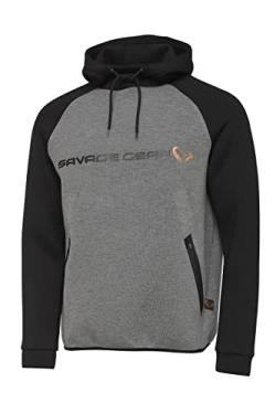 Savage Gear Kapuzenpullover für Spinnfischer zum Street Fishing Tec-Foam Hoodie Grey Melange, Größe:L von Savage Gear