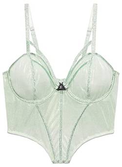 Savage X, Women's, Going Platinum Mesh Bustier, Mesh, Green Mist, L von Savage X