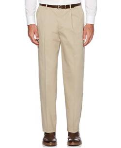 Savane Herren Stretch Performance Plissee Chino erweiterbarem Bund (Taille 30-60 groß Lssige Hose, Ultimate Mid Khaki, 44W x 30L Hoch von Savane