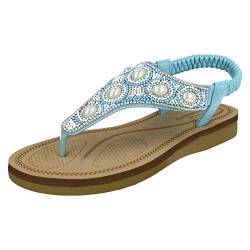 Savannah Damen-Sandalen mit Perlen, - Hellblau Blau - Größe: 39 EU von Savannah