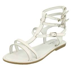 Savannah Flache Gladiator-Sandalen für Damen, mit Knöchelschnalle, leger., Weiß - weiß - Größe: 38 EU von Savannah