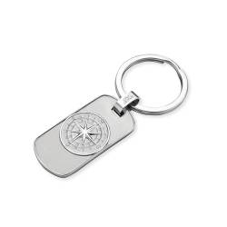 Save Brave Schlüsselanhänger Kompass mit Stern aus Edelstahl in Silber - Länge: 40 mm - inkl. Schmuckverpackung von Save Brave