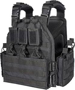 Save & Protect Trading Plattenträger Chest Rig Schwarz - Taktische Weste mit Schnellverschluss Molle Pouch Magazintasche - Paintball Airsoft Militär Polizei von Save & Protect Trading