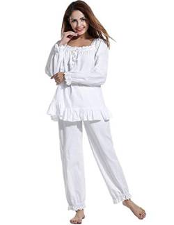 Elegant Damen Schlafanzüge Set Pyjama Set Baumwolle Zweiteilige Nachtwäsche Schlafanzug Lang Nachtwäsche Sleepwear Pyjamas Hausanzug (b, M) von Sawekin