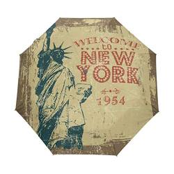 Freiheitsstatue New York Regenschirm Taschenschirm Automatische Reise Winddichte Sonnenschutz Trekkingschirm Wanderregenschirm für Frauen Männer von Sawhonn