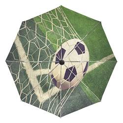 Fußball Sport Fußball Regenschirm Taschenschirm Automatische Reise Winddichte Sonnenschutz Trekkingschirm Wanderregenschirm für Frauen Männer von Sawhonn