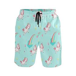 Gänseblümchen Magischen Regenbogen Einhorn Herren Badeshorts Badehose mit Mesh-Futter Boardshorts für Männer Surf Schwimmhose Sporthose von Sawhonn