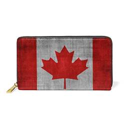 Kunst Kanada Flagge Banner Damen Geldbörse Brieftasche Große Echtes Leder Geldbeutel Kartensteckplätze Organizer für Frauen Mädchen von Sawhonn
