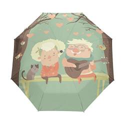 Oma Opa Liebe Regenschirm Taschenschirm Automatische Reise Winddichte Sonnenschutz Trekkingschirm Wanderregenschirm für Frauen Männer von Sawhonn