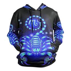 Sawhonn Blauer Sternzeichen Skorpion Kapuzenpullover Herren Pullover 3D Druck Hoodies Sweatshirt Kapuzenpulli Kapuzenjacke für Mädchen Jungen von Sawhonn