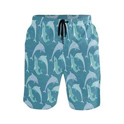 Süßer Blauer Delphin Herren Badeshorts Badehose mit Mesh-Futter Boardshorts für Männer Surf Schwimmhose Sporthose von Sawhonn