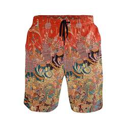 Thailändisches Wandbild Elefant Thailand Herren Badeshorts Badehose mit Mesh-Futter Boardshorts für Männer Surf Schwimmhose Sporthose von Sawhonn