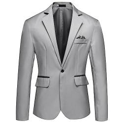 Anzüge Sakkos für Herren, Casual Blazer Anzug Mantel Lockere Passform Sportjacke Knopf Formelle Business Anzug Jacken Geeignet für Party Date Abschlussball (Color : Grey, Size : 3XL) von Sawmew