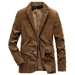 Herren Sakko Cord Slim Fit Blazer Business Anzugjacke Sportlich Freizeit Cordjacke, Herren Anzug Cord Jacke Sakko Blazer Klassisch Freizeit Top Coat Sakko Vintage Anzüge (Color : Brown, Size : 3XL) von Sawmew