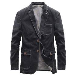 Sawmew Herren Anzugjacke Freizeit Klassisch Sakko Vintage Jeans-Jacke Business Denim-Blazer Hochzeit Party Jacket (Color : Black, Size : XL) von Sawmew