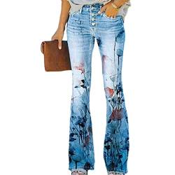 Sawmew Highwaist Jeanshosen für Damen Schlaghosen Jeanshose Lang Stretch Skinny Schlagjeans Schlag Weite Weites Bein Denim Hose Hüftjeans Hüfthose Jeans Bootcut Jeanshose Schlaghose von Sawmew