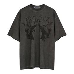Sawmew Y2K T-Shirt für Herren Vintage Skeleton Print Tops Herren Sommer T-Shirt Tee Kurzarmshirt Männer Shirt (Color : Dark Gray, Size : M) von Sawmew