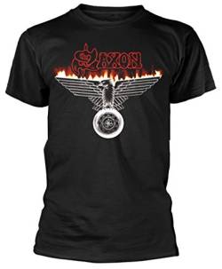Saxon 'Burning Wheels of Steel' (Black) T-Shirt (medium) von Saxon
