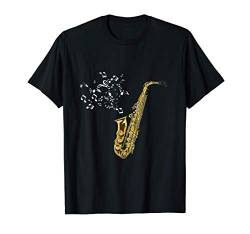 Jazz Musik Notenschlüssel Geschenk Saxophon T-Shirt von Saxophonist Orchester Saxophon Geschenk