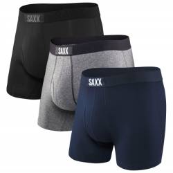 Saxx - Ultra Super Soft Boxer Brief Fly 3-Pack - Kunstfaserunterwäsche Gr S blau von Saxx