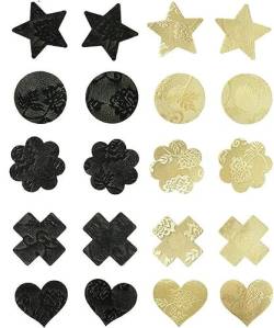 10 Paar Lace Nippel Pads Kreuz/Blume/Herz/Stern Spitze Nippel Cover Nippelabdeckung Brust Sticker Nippel Aufkleber von Sayago