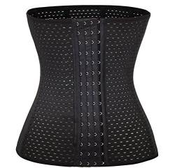 Sayago Waist Trainer mit 6 Pcs Weichen Stahlstäben Sport Unterbrust Korsett Korsage Taillenmieder Shaper Schwarz (Schwarz, S) von Sayago