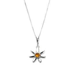 Sayers London Sterling Silber und Baltischer Bernstein Blume Anhänger - Ohne Kette von Sayers London