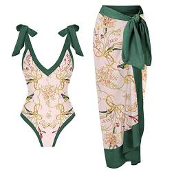 Bikini Damen Set Summer Bikini Oberteil V Ausschnitt Blumenmuster Badeanzug Elegant Push Up Bademode Damen Zweiteiliger Bademode Elegant Zweiteiliger Badeanzug Damen Bikini Set von Saymany