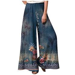 Culottes Hosen Damen,Leichte Hosen Damen Sommer Luftige Hose Damen Sommer Damen Hosen Sommer Weite Hosen Damen Sommer Hosen Damen Sommer Haremshose Damen Sommerhose Weites Bein Damen(1-dark blue,M) von Saymany